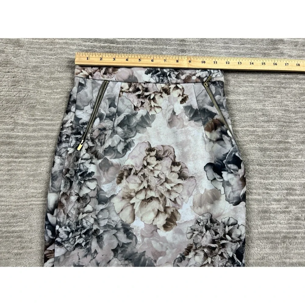 H&M Pencil Skirt Women 4 Multicolor Floral Pleated‎ Pockets Mini Lined Fitted